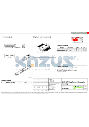 742724859 datasheet - STAR-FLAT Snap Ferrite with safety key technology