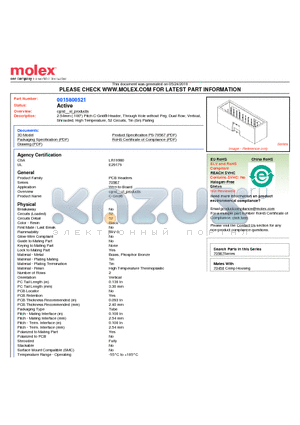 A-70567-0024 datasheet - 2.54mm (.100) Pitch C-Grid^ Header, Through Hole without Peg, Dual Row, Vertical, Shrouded, High Temperature, 52 Circuits, Tin (Sn) Plating