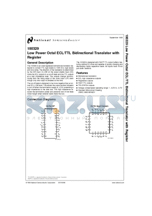 100329D datasheet - Low Power Octal ECL/TTL Bidirectional Translator with Register