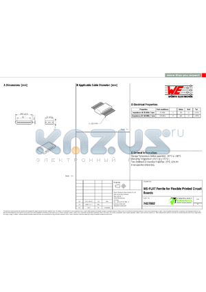 7427802 datasheet - WE-FLAT Ferrite for Flexible Printed Circuit Boards