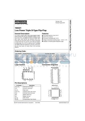 100331QC datasheet - Low Power Triple D-Type Flip-Flop