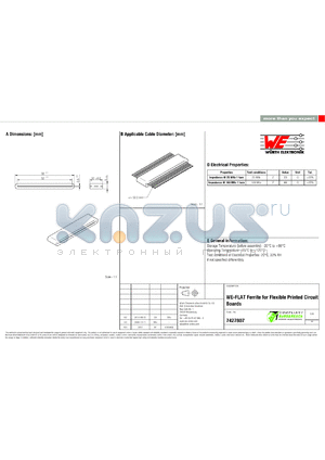7427807 datasheet - WE-FLAT Ferrite for Flexible Printed Circuit Boards