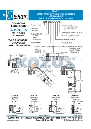 380AA071M10 datasheet - EMI/RFI Non-Environmental Backshell with Strain Relief