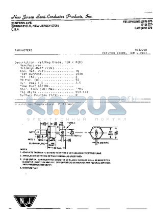 1N3326B datasheet - Ref/Reg Diode, 10W < P(D)