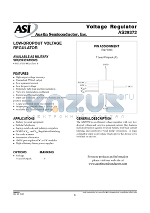 AS29372F/883C datasheet - LOW-DROPOUT VOLTAGE REGULATOR