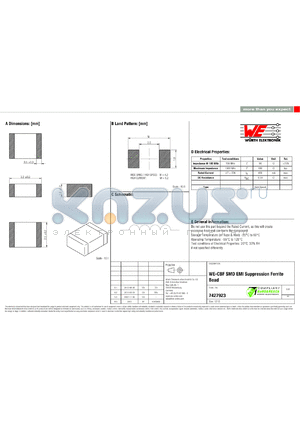 7427923 datasheet - WE-CBF SMD EMI Suppression Ferrite Bead