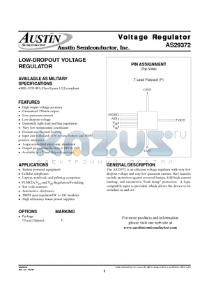 AS29372F/SPACE datasheet - LOW-DROPOUT VOLTAGE REGULATOR