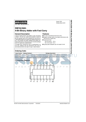 74283 datasheet - 4-Bit Binary Adder with Fast Carry