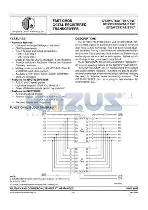 7429FCT2052ATDB datasheet - FAST CMOS OCTAL REGISTERED TRANSCEIVERS