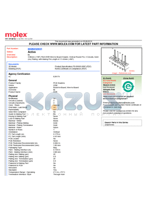 0026232031 datasheet - 3.96mm (.156