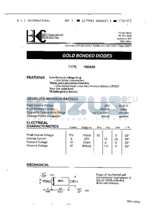 1N3469 datasheet - GOLD BONDED DIODES