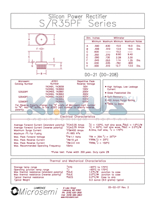 1N3492R datasheet - Silicon Power Rectifier