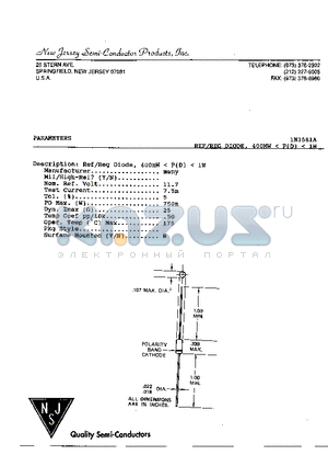 1N3581A datasheet - Ref/Reg Diode, 400mW < P(D) < 1W