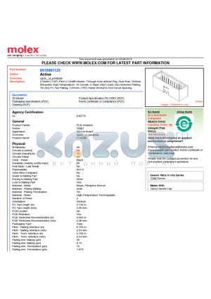 A-70567-0344 datasheet - 2.54mm (.100) Pitch C-Grid^ Header, Through Hole without Peg, Dual Row, Vertical, Shrouded, High Temperature, 10 Circuits, 0.76lm (30l) Gold, (Au) Selective Plating