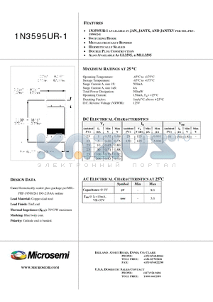 1N3595UR-1 datasheet - SWITCHING DIODE