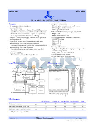 AS29LV800B-120SC datasheet - 3V 1M8/512K16 CMOS Flash EEPROM