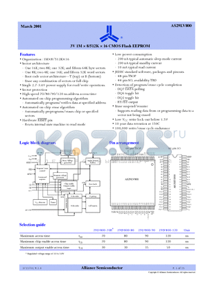 AS29LV800T-120TI datasheet - 3V 1M8/512K16 CMOS Flash EEPROM