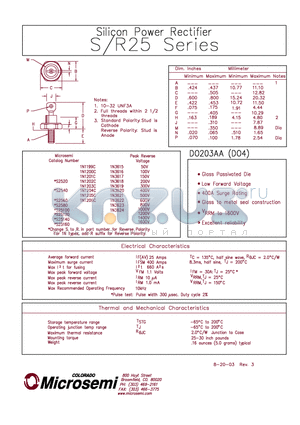 1N3622 datasheet - SILICON POWER RECTIFIER