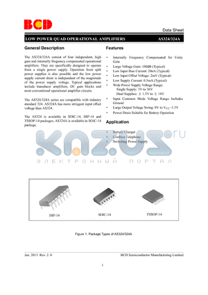 AS324 datasheet - LOW POWER QUAD OPERATIONAL AMPLIFIERS