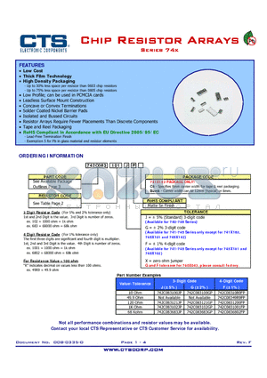 742C083103JPTR datasheet - Chip Resistor Arrays