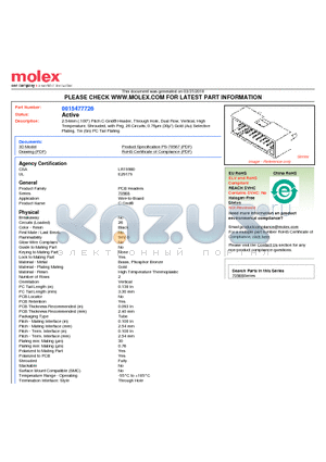 A-70568-0079 datasheet - 2.54mm (.100) Pitch C-Grid^ Header, Through Hole, Dual Row, Vertical, High Temperature, Shrouded, with Peg, 26 Circuits, 0.76lm (30l) Gold (Au) Selective Plating, Tin (Sn) PC Tail Plating