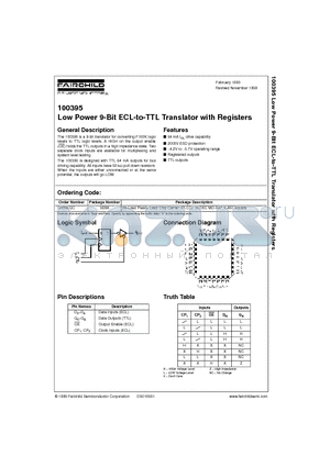 100395QC datasheet - Low Power 9-Bit ECL-to-TTL Translator with Registers