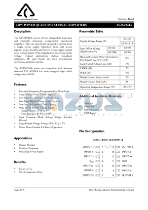 AS324G-E1 datasheet - LOW POWER QUAD OPERATIONAL AMPLIFIERS