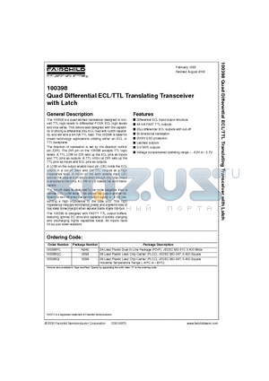 100398 datasheet - Quad Differential ECL/TTL Translating Transceiver with Latch