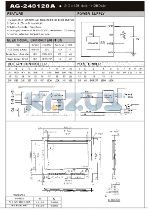 AG-240128A datasheet - 240 X 128 DOTS 1/128 DUTY