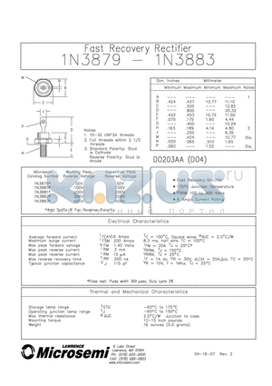 1N382 datasheet - Fast Recovery Rectifier