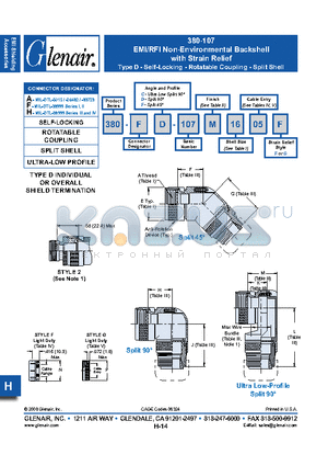 380AC107NF24 datasheet - EMI/RFI Non-Environmental Backshell with Strain Relief