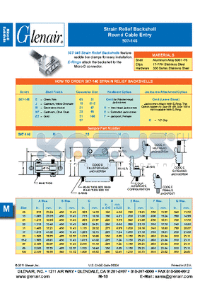 507-146J51EC datasheet - Strain Relief Backshell