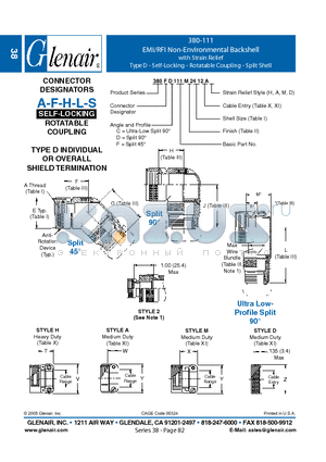 380AC111B24 datasheet - EMI/RFI Non-Environmental Backshell with Strain Relief