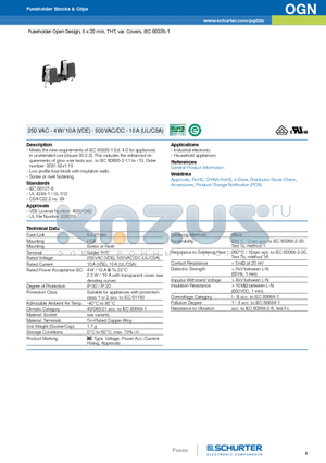 0031.8211.15 datasheet - Fuseholder Open Design, 5 x 20 mm, THT, var. Covers, IEC 60335-1