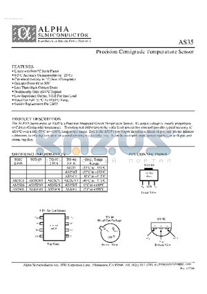 AS35FT datasheet - PRECISION CENTIGRADE TEMPERATURE SENSOR