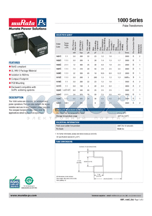 1007C datasheet - Pulse Transformers