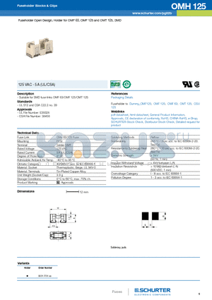 0031.7701.11 datasheet - Suitable for SMD fuse-links OMF