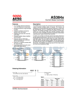 AS3842N13 datasheet - Current Mode Controller