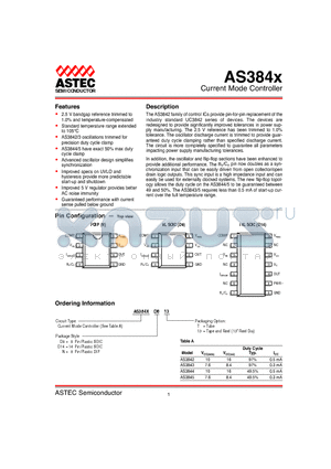 AS3842 datasheet - Current Mode Controller