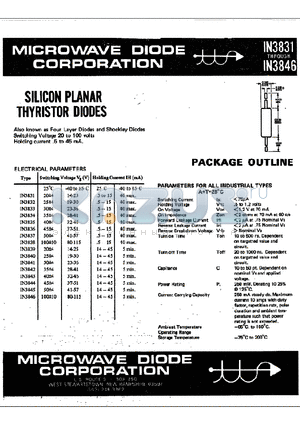 1N3833 datasheet - SILICON PLANAR THYRISTOR DIODES