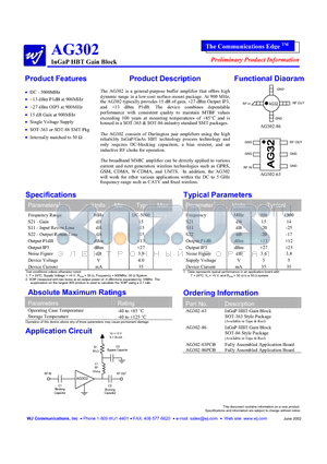 AG302-63PCB datasheet - InGaP HBT Gain Block