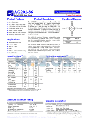 AG201-86 datasheet - InGaP HBT Gain Block