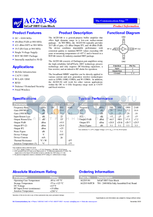 AG203-86 datasheet - InGaP HBT Gain Block