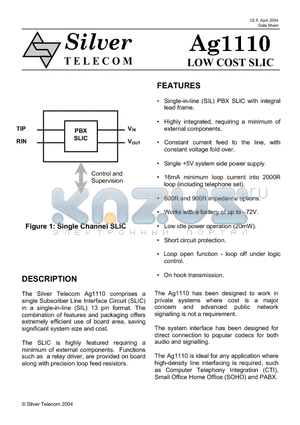 AG1110 datasheet - LOW COST SLIC