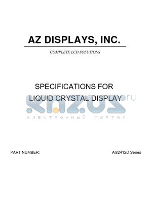 AG2412D datasheet - SPECIFICATIONS FOR LIQUID CRYSTAL DISPLAY