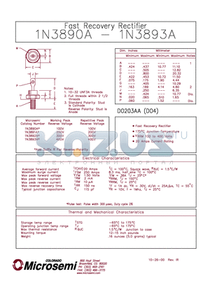 1N3891A datasheet - Fast Recovery Rectifier