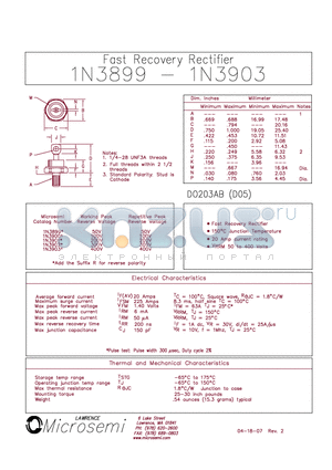 1N3900 datasheet - Fast Recovery Rectifier