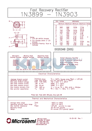 1N3902 datasheet - Fast Recovery Rectifier