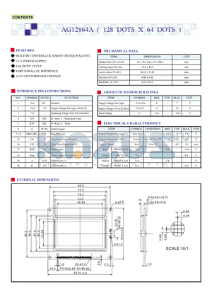 AG12864A datasheet - CONTROLLER AG12864A (128 DOTS X 64 DOTS)