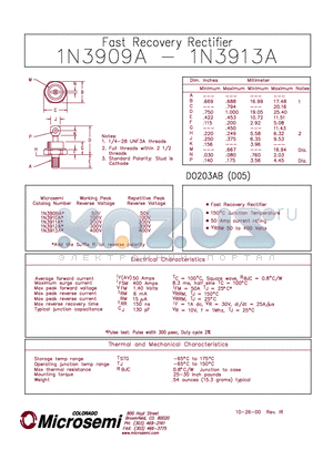 1N3910A datasheet - Fast Recovery Rectifier